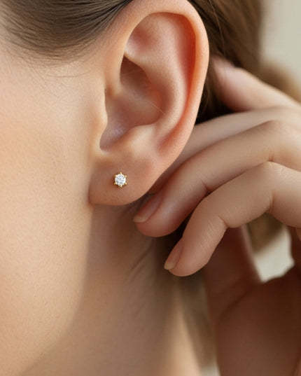 Topos circón blanco en Oro Laminado 18K