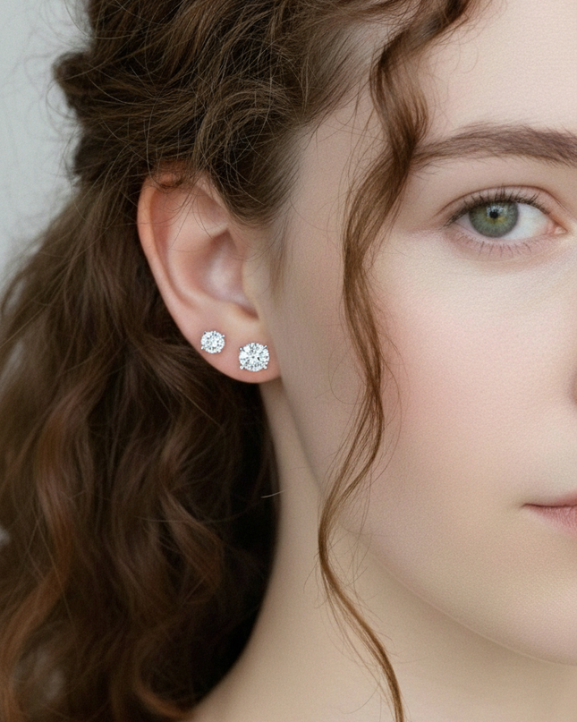 Topos circón blanco en Oro Laminado 18K